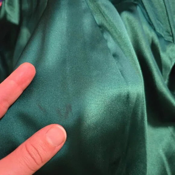 11 (fits ~8-10) GB (Gianni Bini) Emerald Green Satin Bustier Split Thigh Gown - Picture 12 of 12